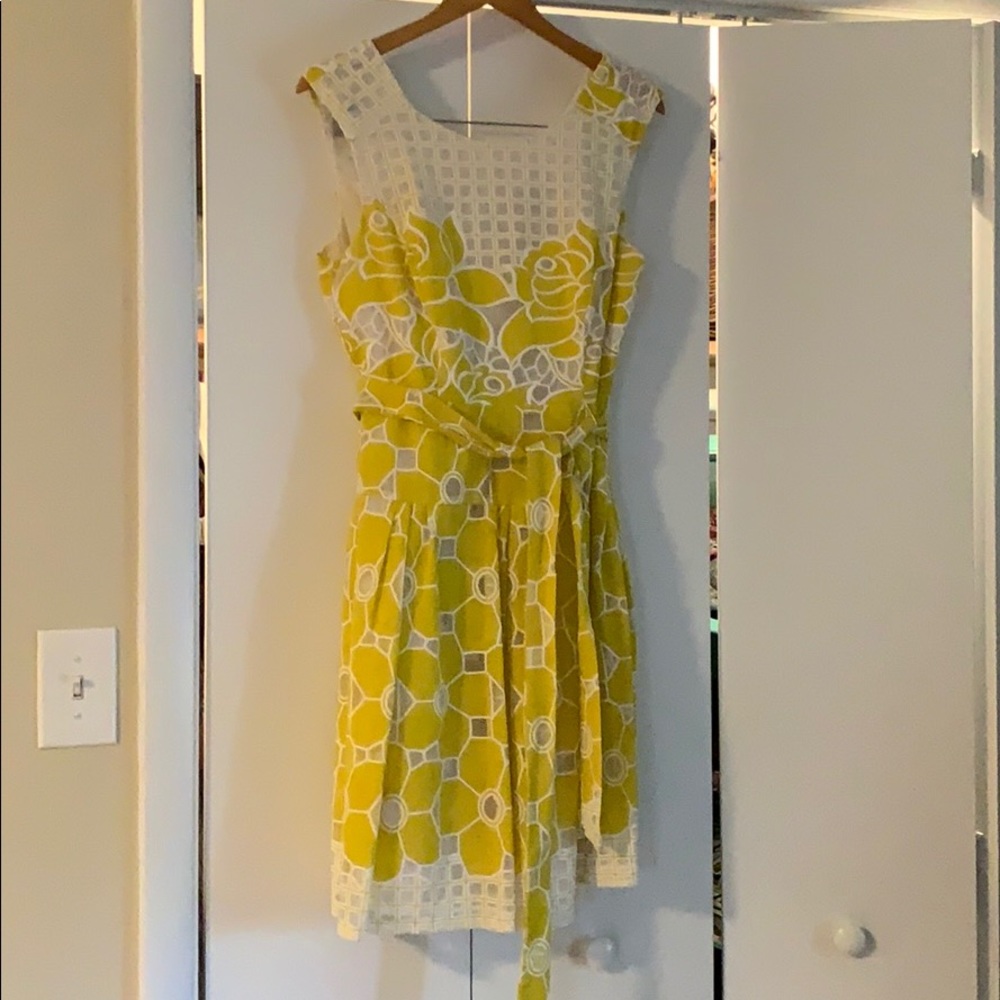 Yellow floral lace dress